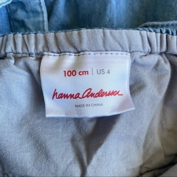 Hanna Andersson Ric Rac Denim Chambray Dress Size 4 Tiered Summer Dress - Picture 6 of 9